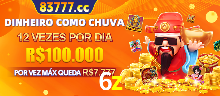 Banner do programa de recompensas Recomende para amigos do 6z, detalhando os bônus por convidar amigos, com prêmios que chegam a R$288.888.